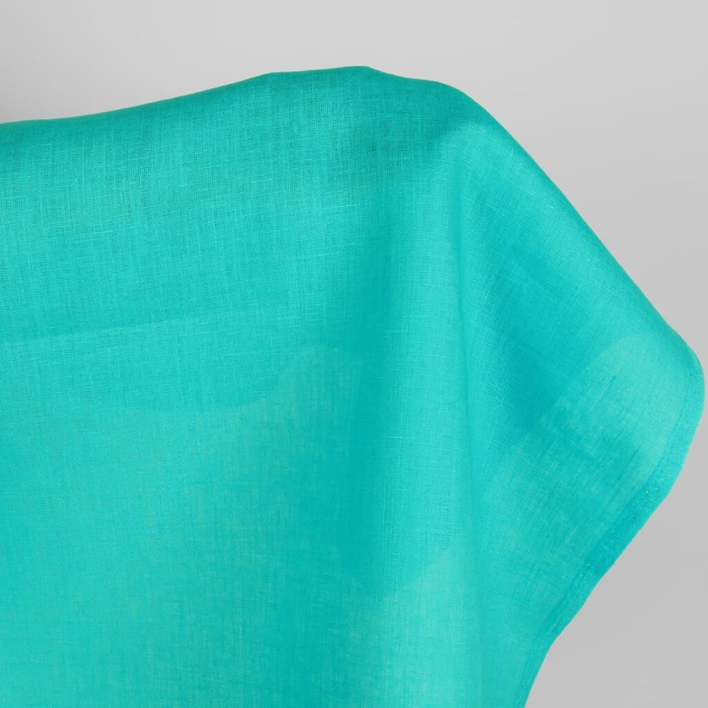 Linen fabric in blue curacao colour