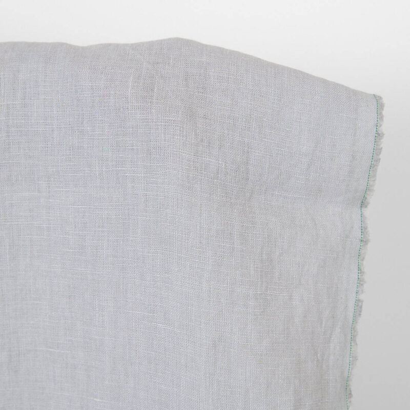 Washed linen fabric solid light grey, pure linen