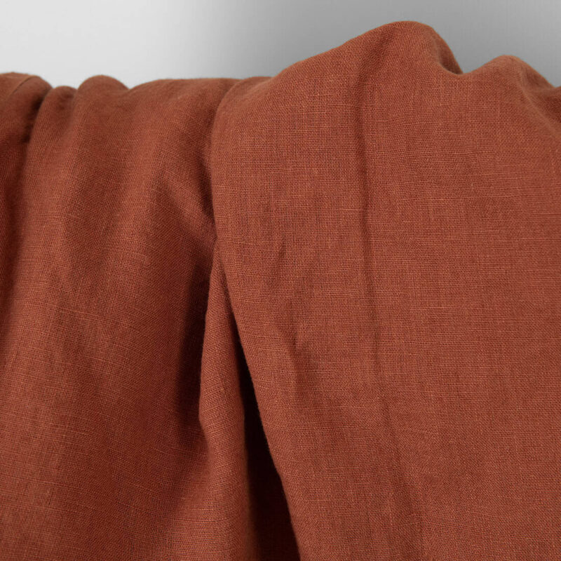 Linen fabric warm brown colour washed, pure linen
