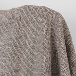 Washed linen fabric pink-black small striped pattern, specially softened