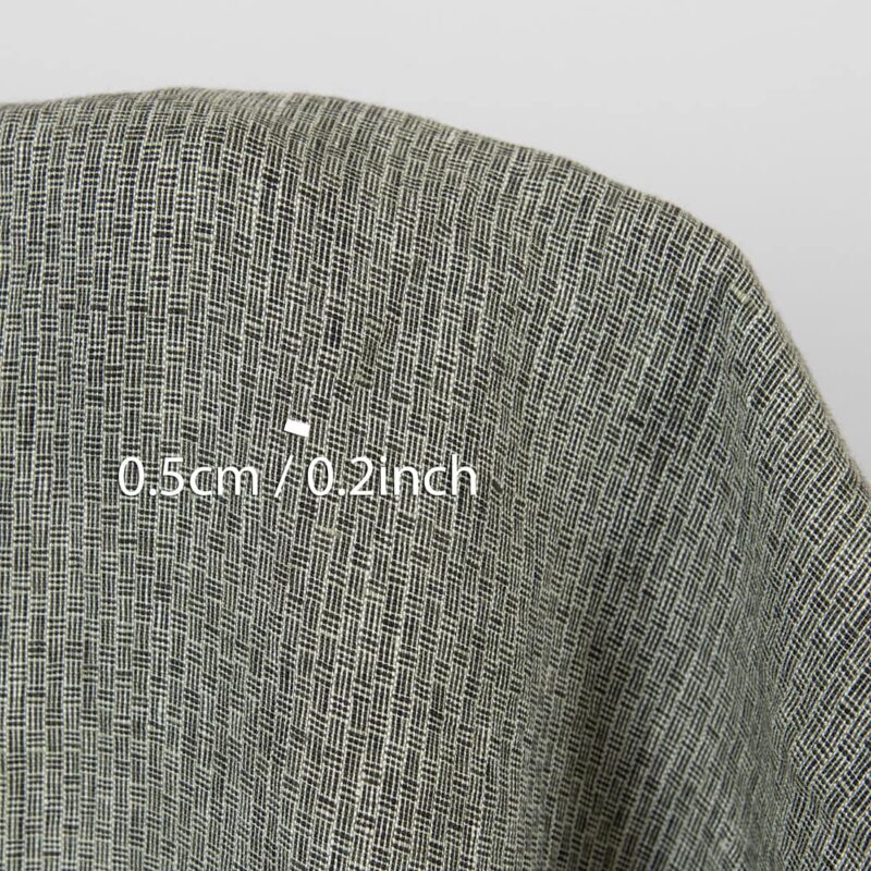 Washed linen fabric green-black small pattern, with measurements
