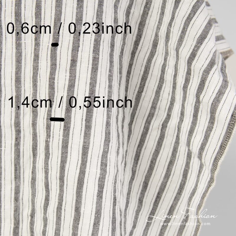 100% linen fabric in grey and off white stripes.