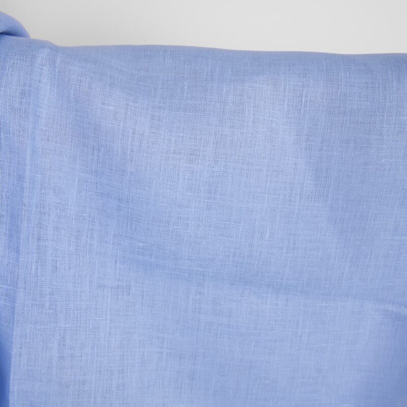 Light blue linen fabric close up detail