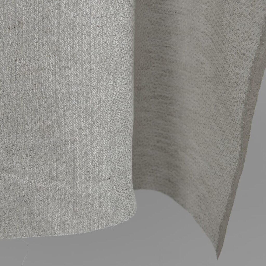 Leinenstoff, hellgrau, Diamantmuster 3 Beige linen fabric in a diamond pattern edge