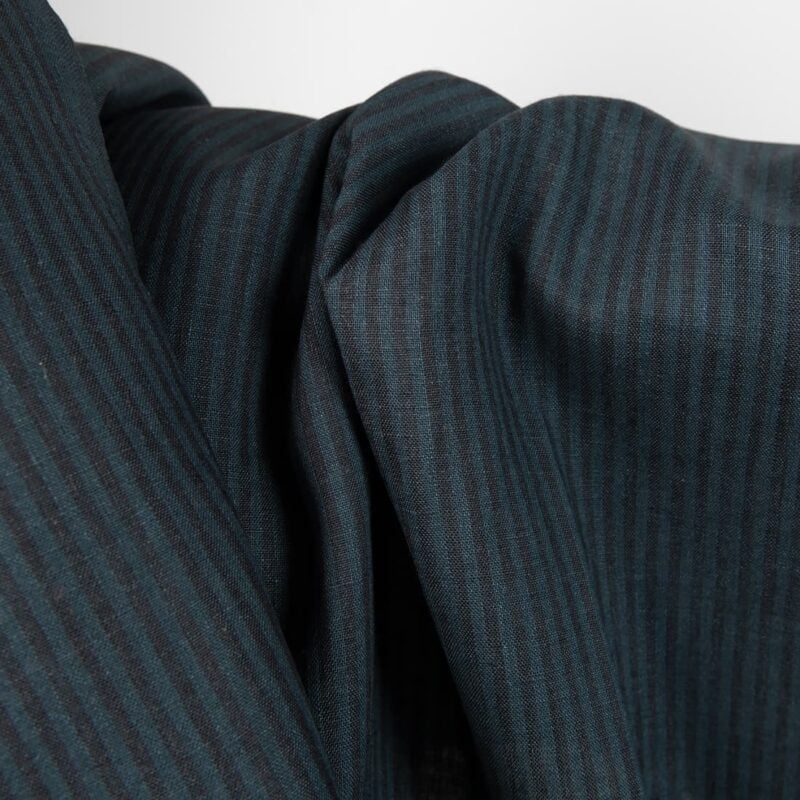 linen striped blue black fabric, width 150cm