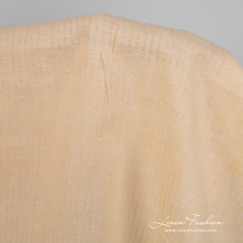 Cream colour striped linen fabric product picture