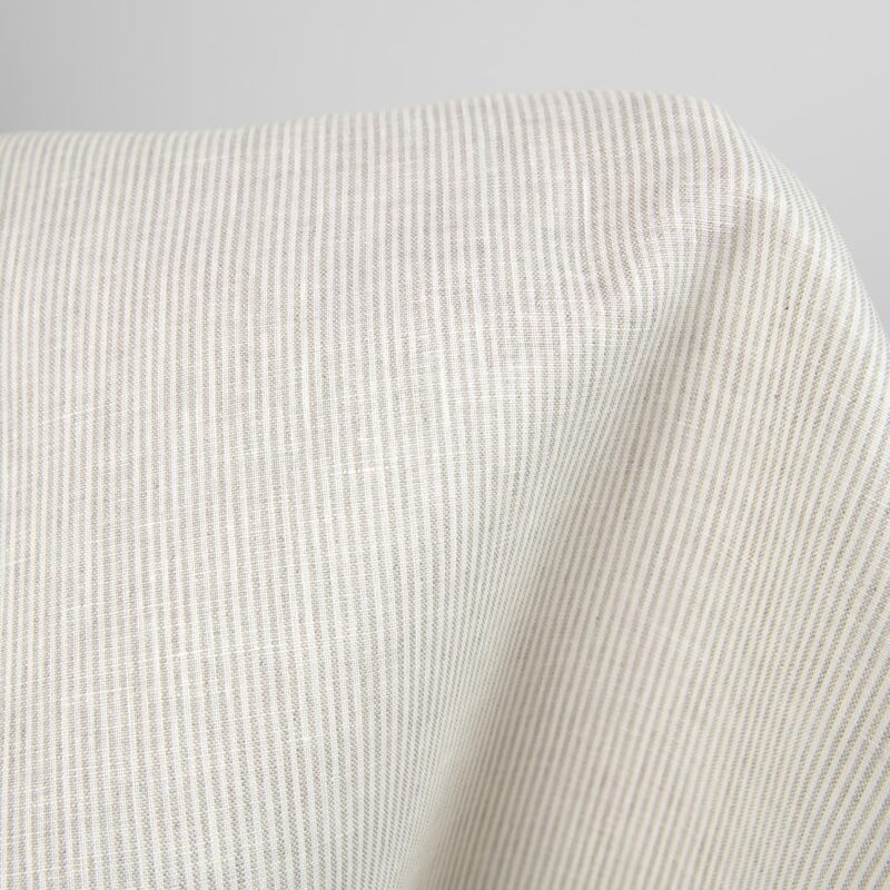 Linen fabric in natural and white colour stripes