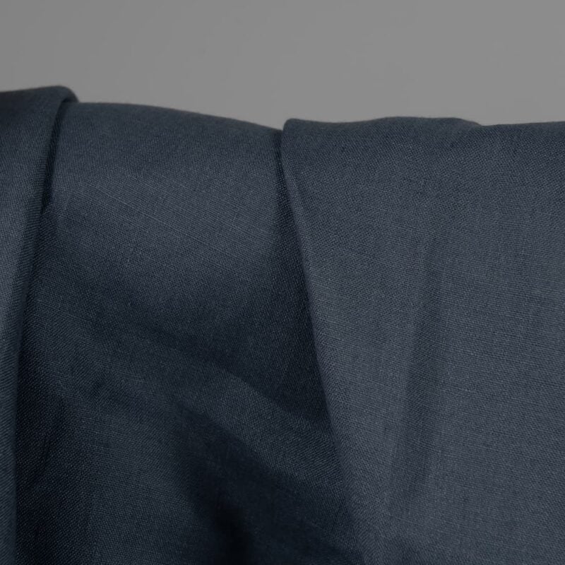 Jeans blue linen fabric close up detail
