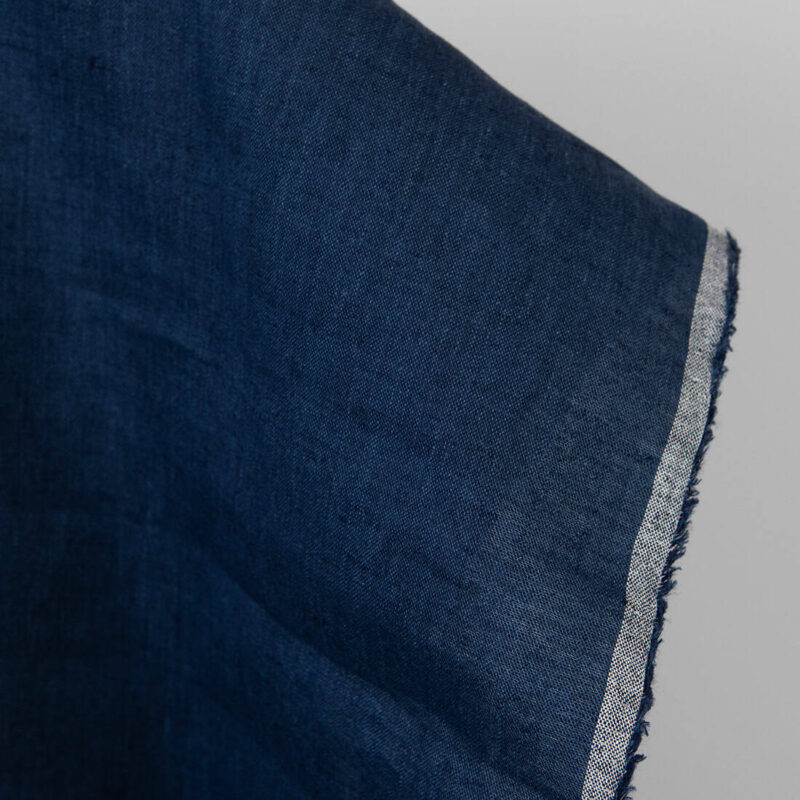 Jeansblau melierter Leinenstoff – Bild 2