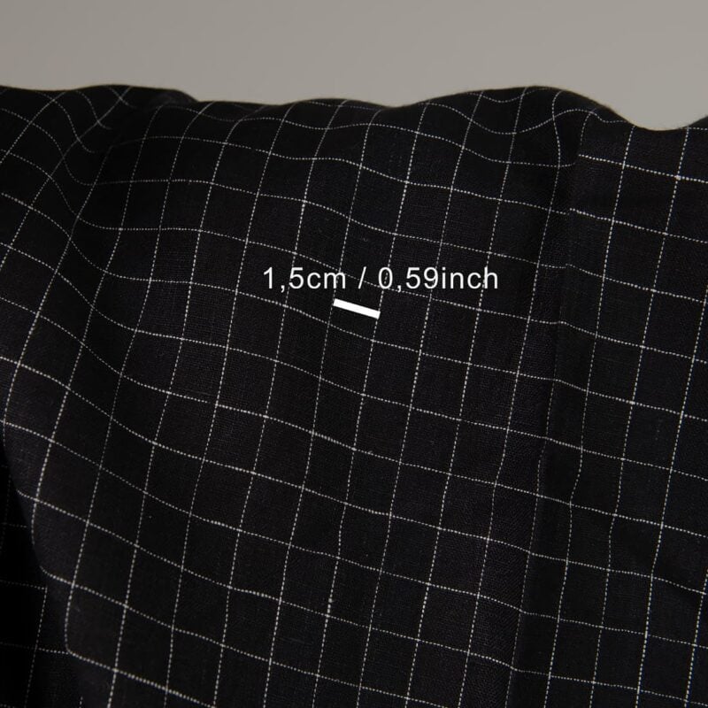 Black linen fabric white checks with measurements