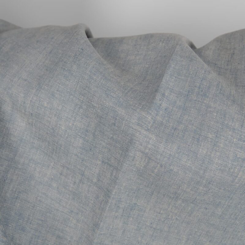 Linen fabric grey-blue melange texture