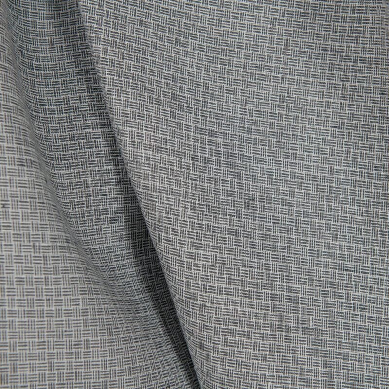 Linen fabric dark grey small pattern close up detail