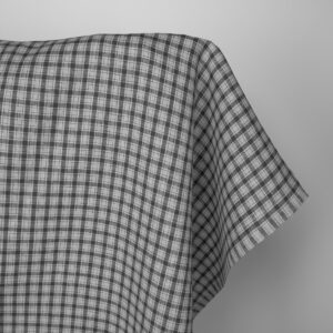 Linen fabric in light and dark grey checks, 100% linen