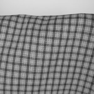 Linen fabric in light and dark grey checks, 150cm