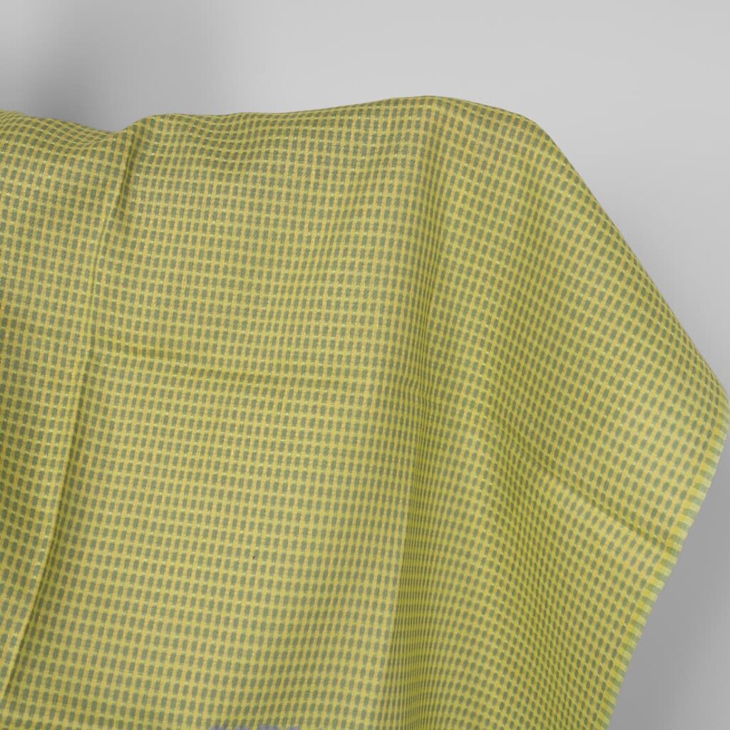 Linen fabric yellow and green pattern