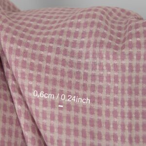 Linen fabric grey lilac structural pattern, with measurements