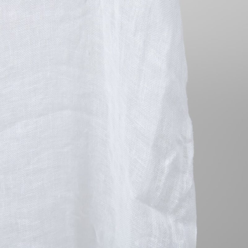 Bright white transparent linen fabric washed edge