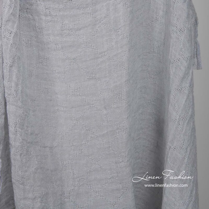 Leinenstoff, grau, transparent, mit Rauten, vorgewaschen