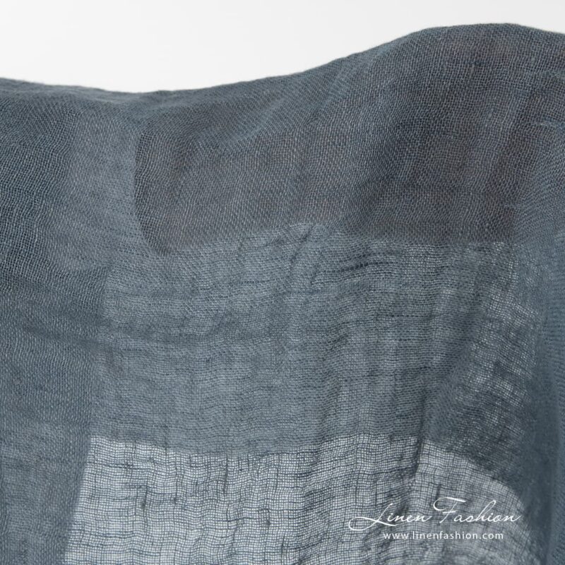 Bluish grey colored linen fabric.
