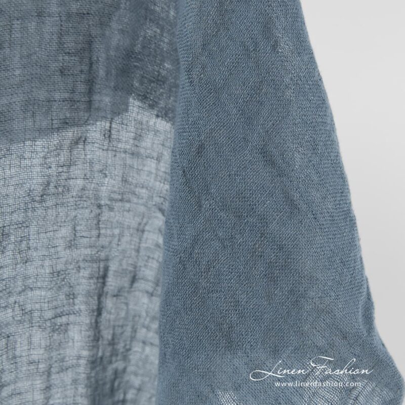 Washed 100% linen fabric, bluish grey.