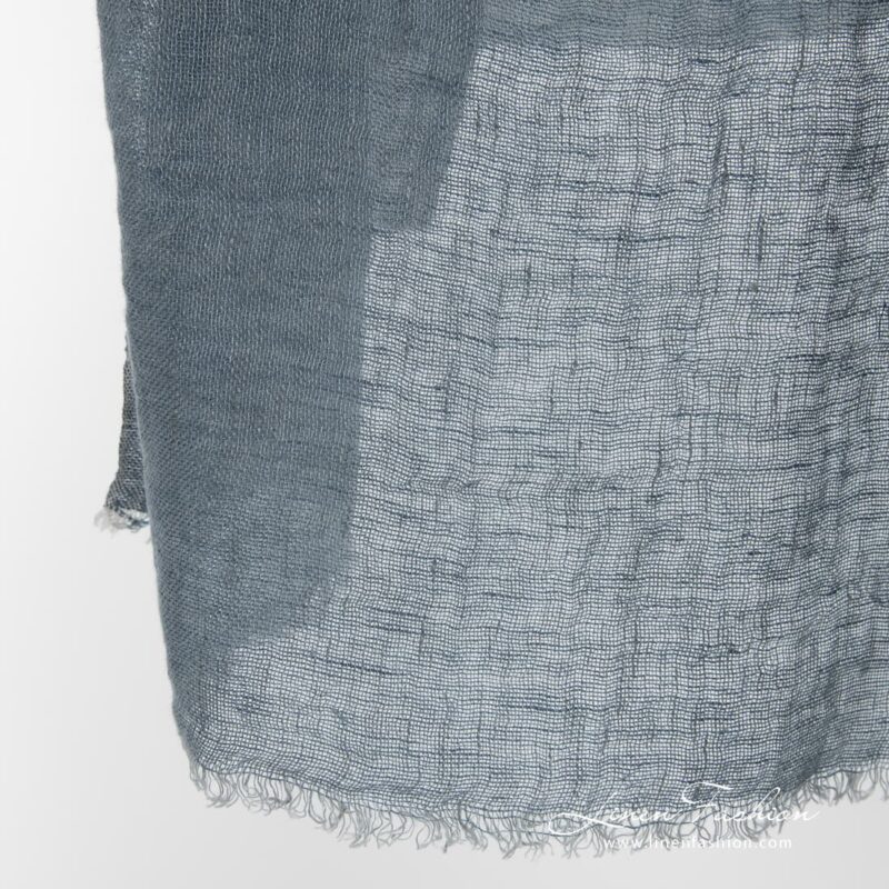 100% linen bluish grey fabric, washed.