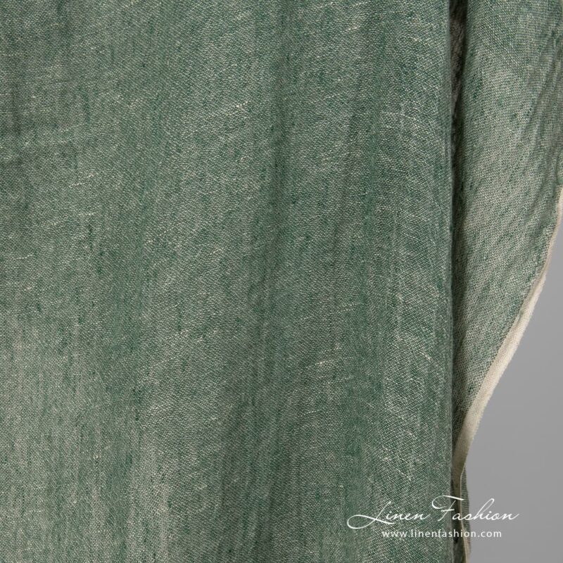 Washed green transparent linen fabric.
