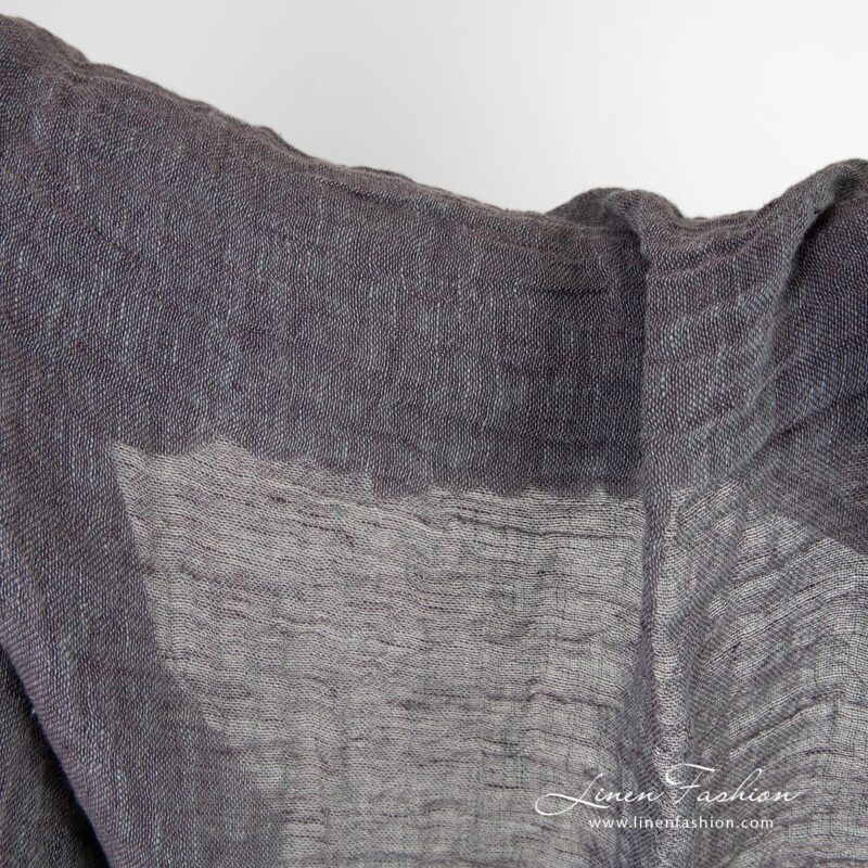 Transparent linen fabric in bluish violet melange