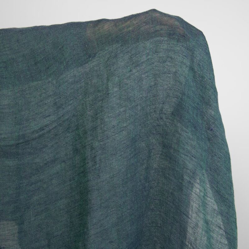 linen gauze blue green fabric washed