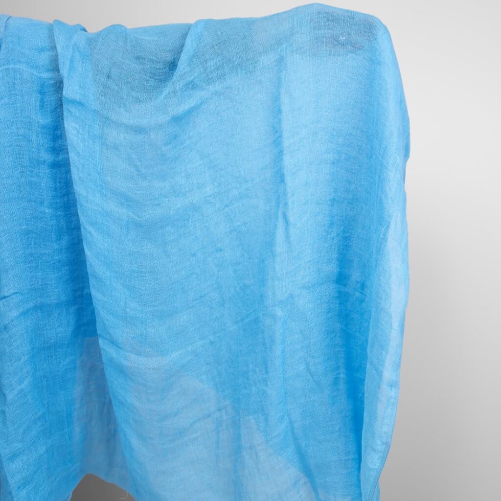 linen gauze bright blue fabric