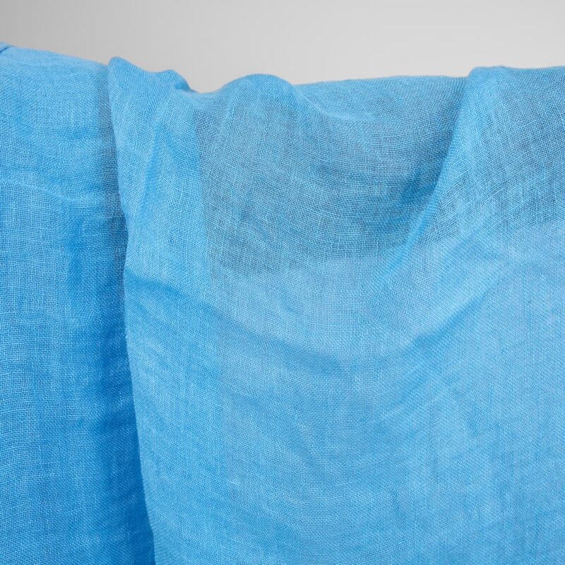 linen gauze bright blue fabric, transparent