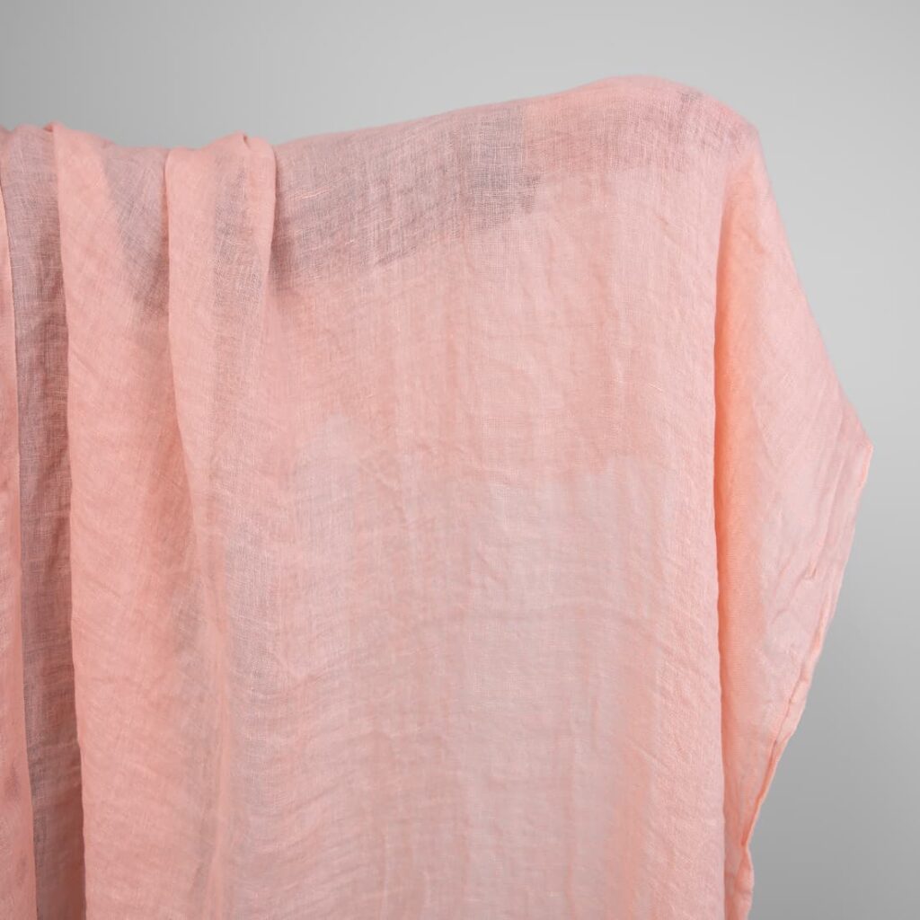 linen gauze light rose fabric, washed
