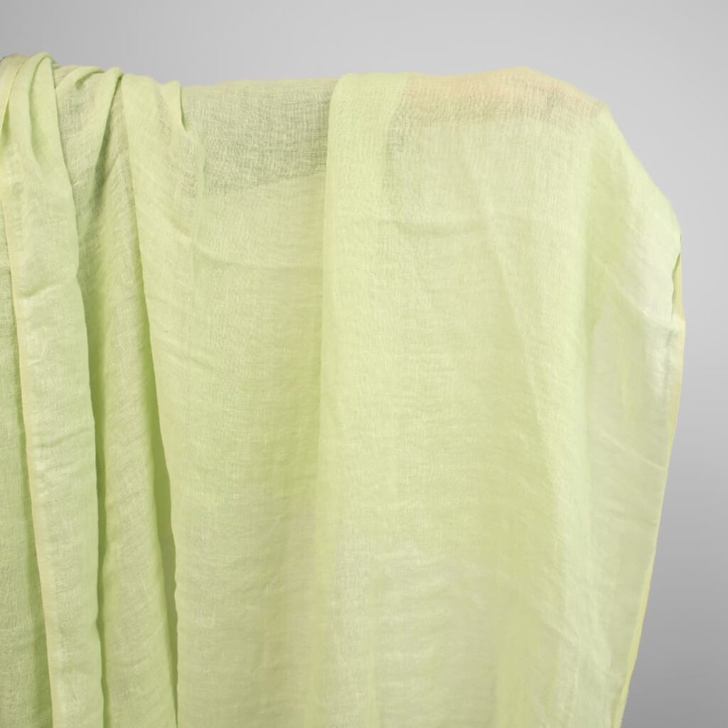 linen gauze washed apple green fabric