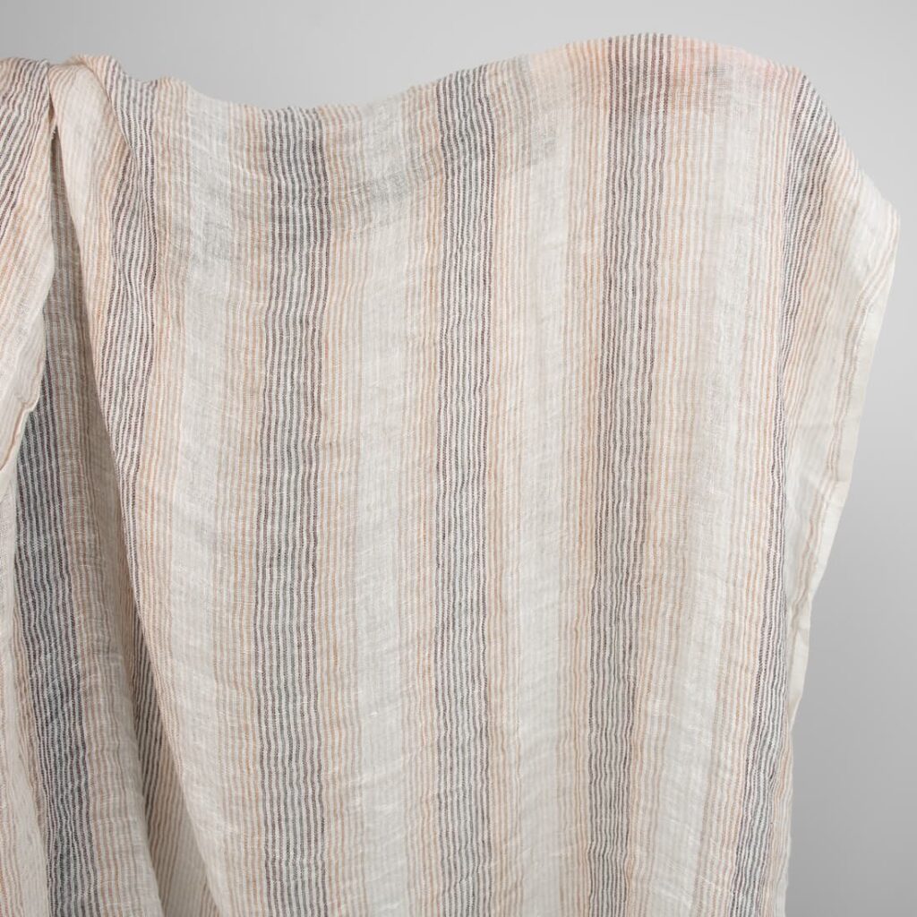 linen gauze fabric in brown stripes