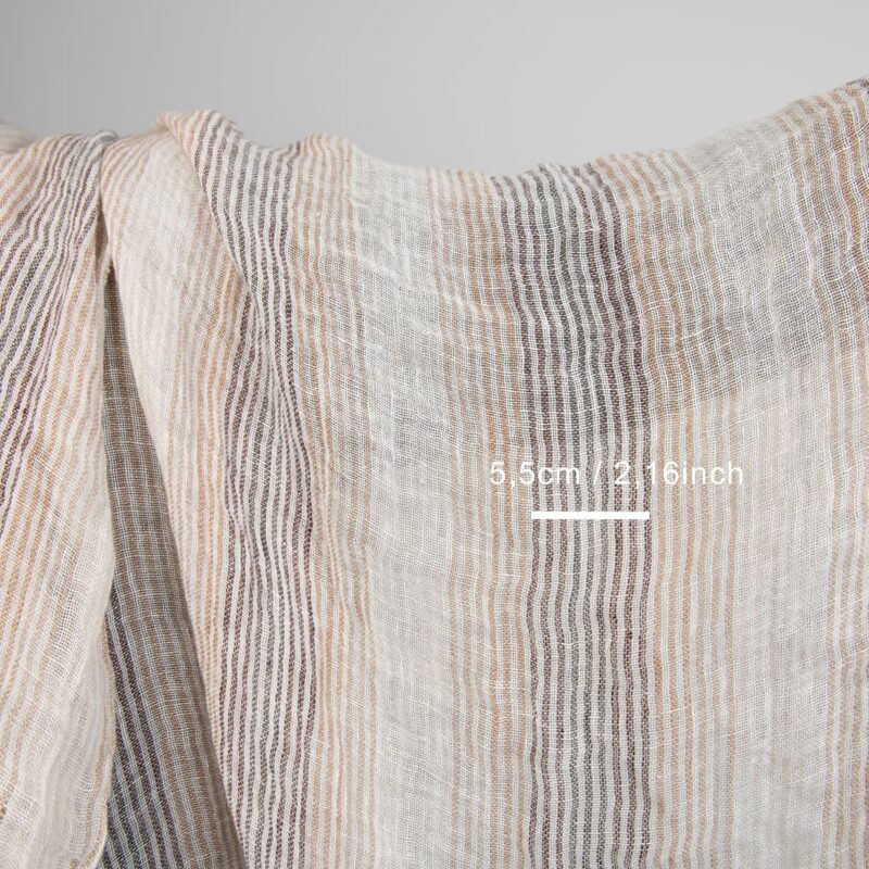 linen gauze fabric in brown stripes, multi