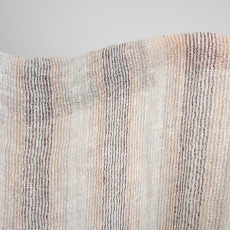 linen gauze fabric in brown stripes, transparent
