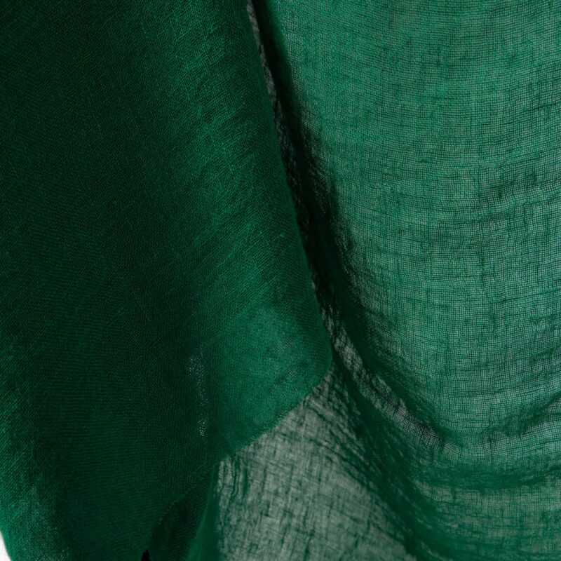 Washed linen fabric emerald green transparent product view