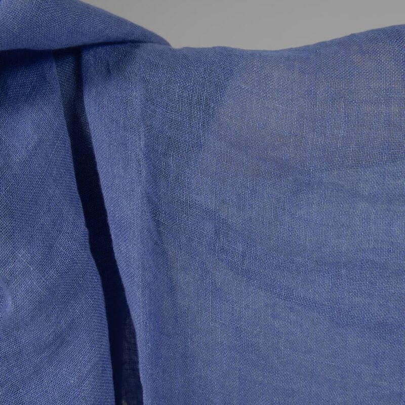 Transparent linen blue violet washed close up detail