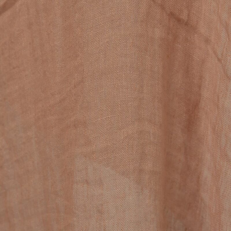 Washed sheer linen fabric light clay colour light brown