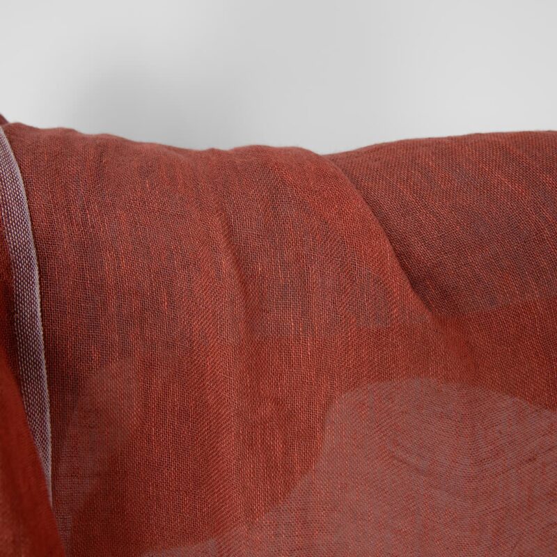 Washed linen fabric brown-red transparent, plain weave