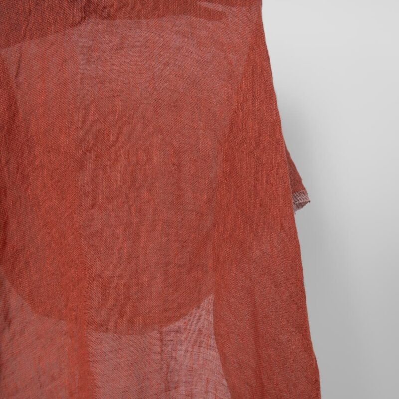 Washed linen fabric brown-red transparent, gauze
