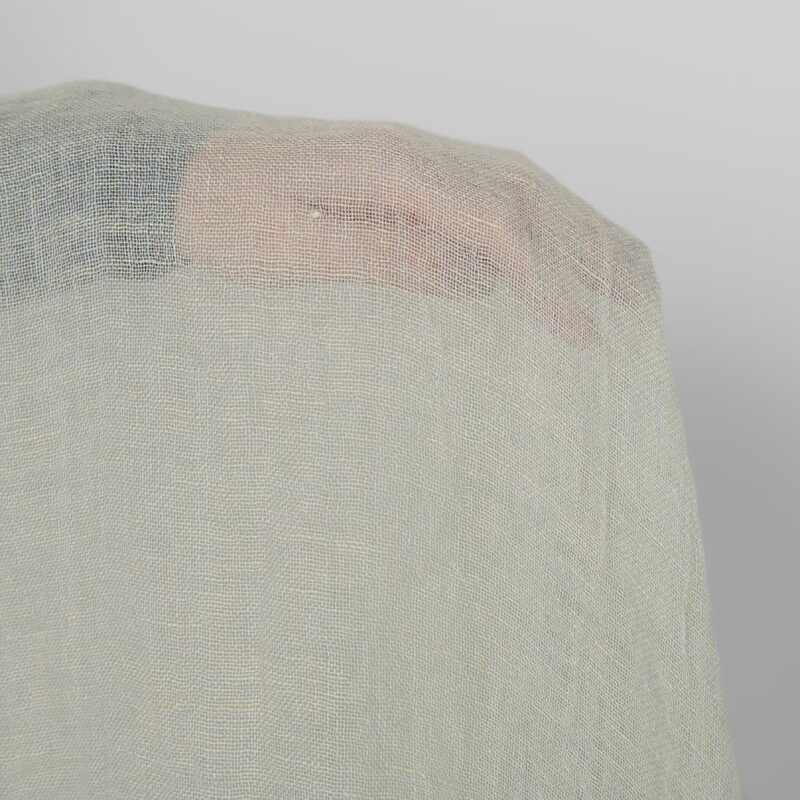 Washed linen fabric greenish grey melange, transparent