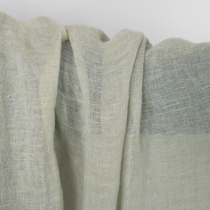 Washed linen fabric greenish grey melange, texture