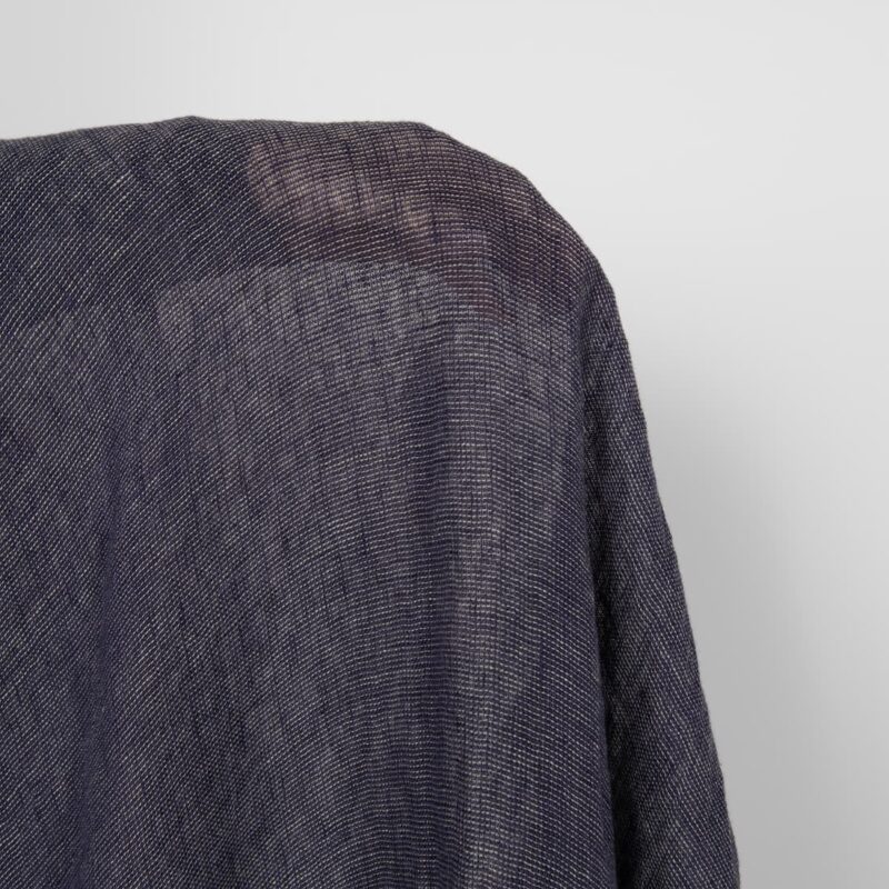 Washed linen fabric dark blue and green transparent, gauze