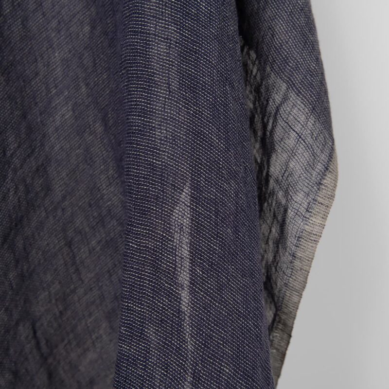 Washed linen fabric dark blue and green transparent, for clothes, curtains