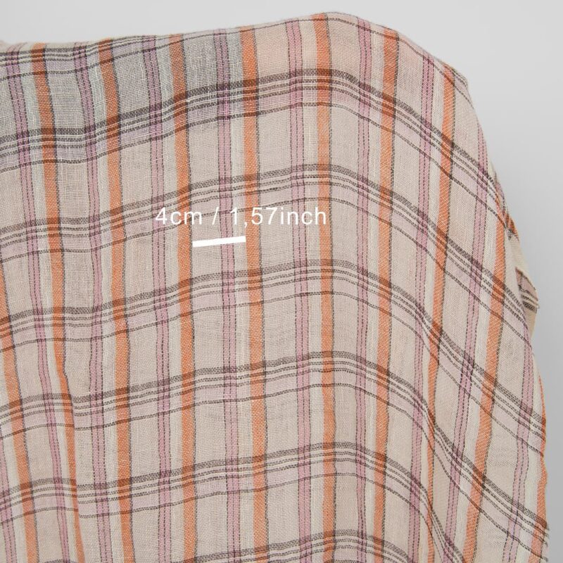 Washed linen fabric multicolour checks transparent, gauze