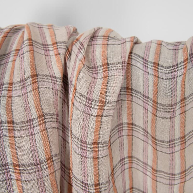 Washed linen fabric multicolour checks transparent, texture