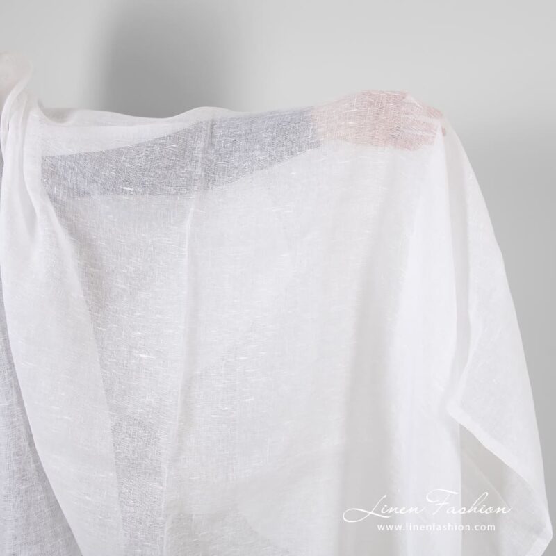 Transparent linen fabric in optical white color