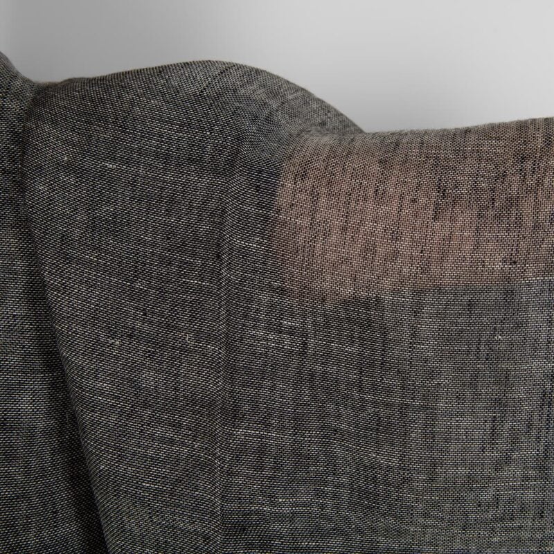 Black and natural transparent linen fabric close up detail