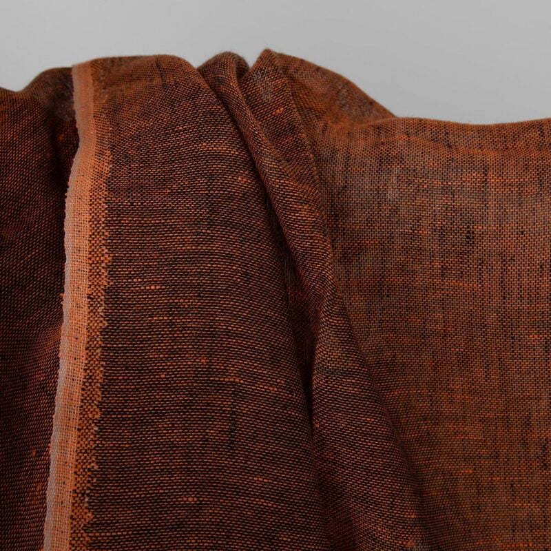 Linen fabric orange and black, gauze