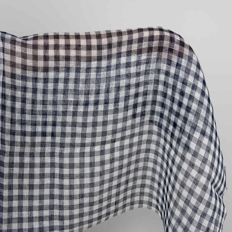 Linen fabric in dark blue and white checks